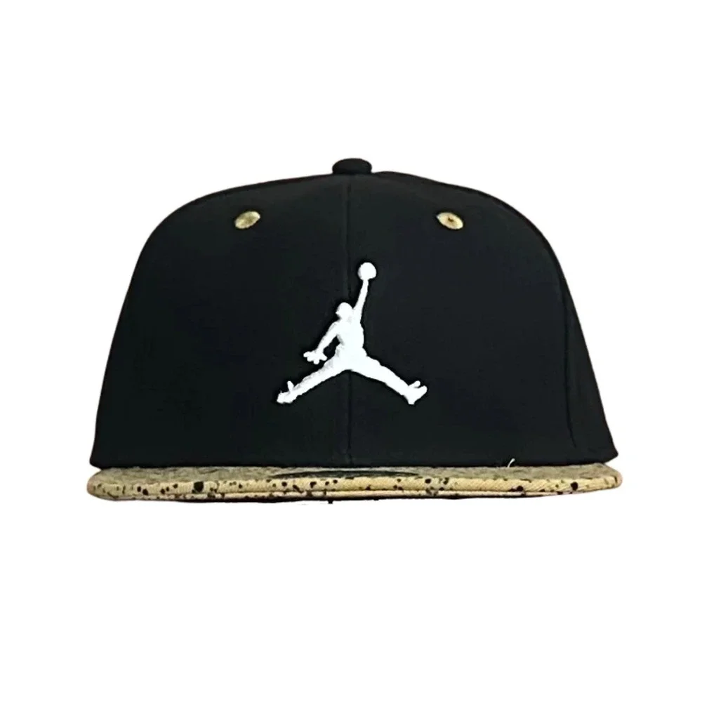 Nike Air Jordan Youth Snapback Hat Black Gold Speckled Jumpman Flat Bill Cap